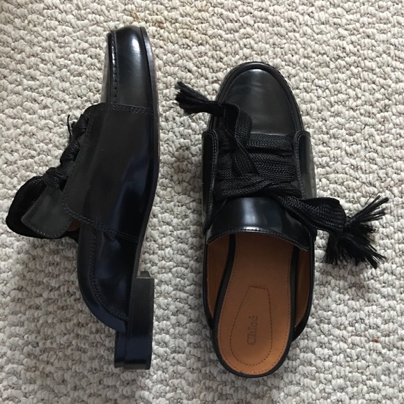 SOLD Chloe Harper lace-up leather backless loafers - Picture 3 of 8